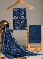 Linen Cotton Blue Casual Wear Printed Salwar Suit